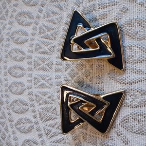 Goldtone Blue Enamel Earrings